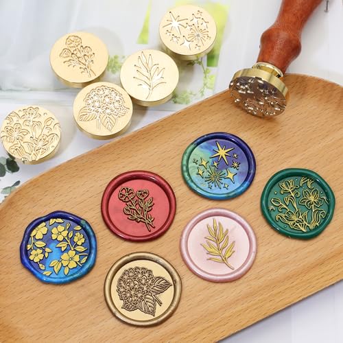 SWANGSA Botanical Flower Wax Seal Stamp Kit with 450pcs Sealing Wax Beads - color: Botanical