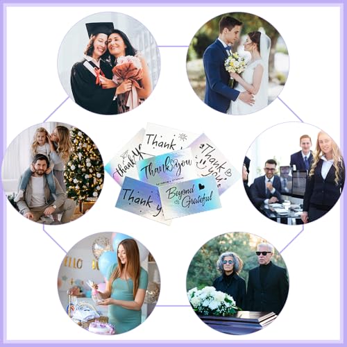 Thank You Cards Small Business, 240 Pcs Business Thank You Cards Bulk, 6 Styles Small Blank Greeting Appreciation Card, Holographic Thank You Notes for Business Customer Teacher Wedding Baby Shower - color: Thank You Cards, size: 240 PCS