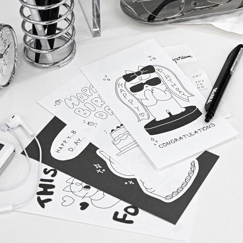 Monolike Littledoodle Series.2 Happy Birthday Mini Letter Set - 8Type, 32 Sheets & 16 Envelopes, Cute Aesthetic Stationery - color: Littledoodle Series.2 Happy Birthday
