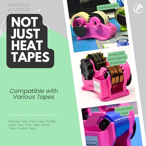 Echomerx Multi-Roll Tape Dispenser, Pre-Cut Heat Tape for Sublimation, Pink - color: Pink