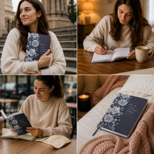 Eccolo Christian Journal Notebook Hardcover Lay Flat 192 Ivory Lined Pages - color: Dark/Light Blue, size: 6X8