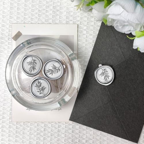 Pollize 50Pcs Wax Seal Stickers, Wedding Invitation Envelope Stickers - color: Silvery