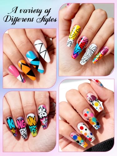 EBANKU 12 Colors Nail Art Pens Set, 3D 0.7MM Graffiti Acrylic Paint Nail Art Quick-Drying Nail Point for DIY Manicure Tools - color: 0.7MM（B)