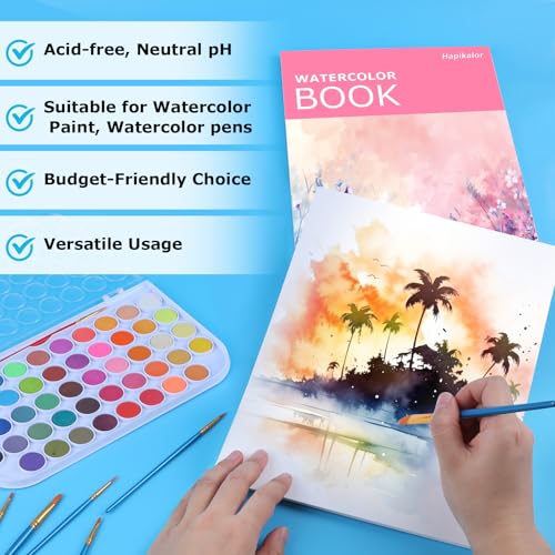 Hapikalor Watercolor Paper Pad, 9"x12" Water Color Paper, 140lb/300gsm Pink - color: Pink, size: 9" x 12" Pad