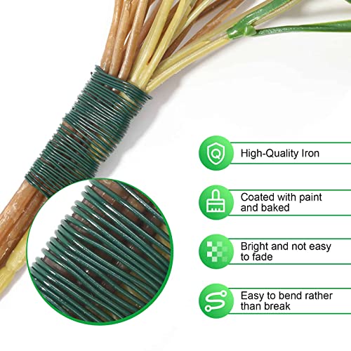 PAXCOO Flexible 110 Yards Green Floral Paddle Wire - Christmas Wreath Craft Wire with Wire Cutter, 22 Gauge - color: Green Wire with Cutter