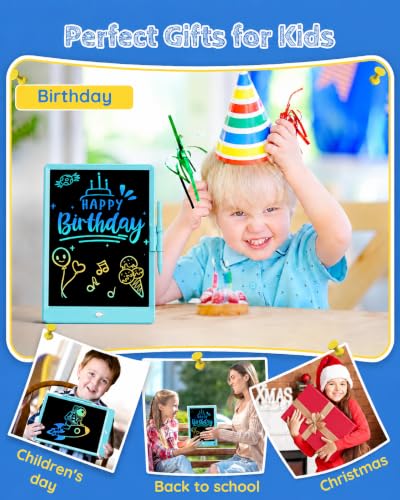 TEKFUN LCD Writing Tablet Doodle Board, 8.5'' Colorful Drawing Tablet Writing Pad, Gifts Toys for 3 4 5 6 7 Year Old Boys & Girls, Homeschool Sketch Toys Toddler Doodle Pad Kids Drawing Board (Blue) - color: Blue, size: 8.5 Inch
