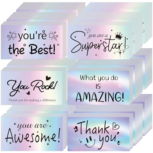 Thank You Cards Small Business 300Pcs Encouragement Cards, Holographic Appreciation Motivational Inspirational Card You Are Awesome Gratitude Card Gift for Business Employees Student Teacher Volunteer - color: Motivational Cards, size: 300 PCS