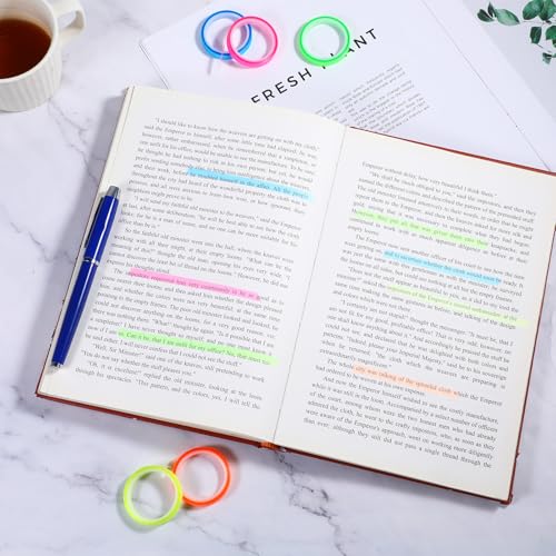 Psyqtsuary 5 Rolls Highlighter Tapes, 0.23inch X 16ft Transparent Highlighter Tape Removable Fluorescent Colored Tags PET Highlighter Tape for Reading Class