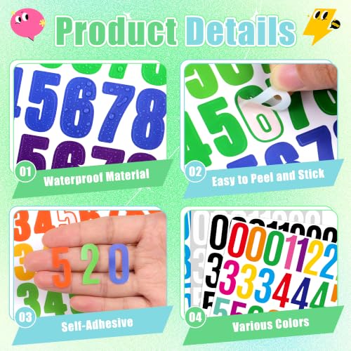 450 Pcs Number Stickers, 15 Sheets Mailbox Number Stickers, White, 2 Inch - color: White, size: 2 Inch