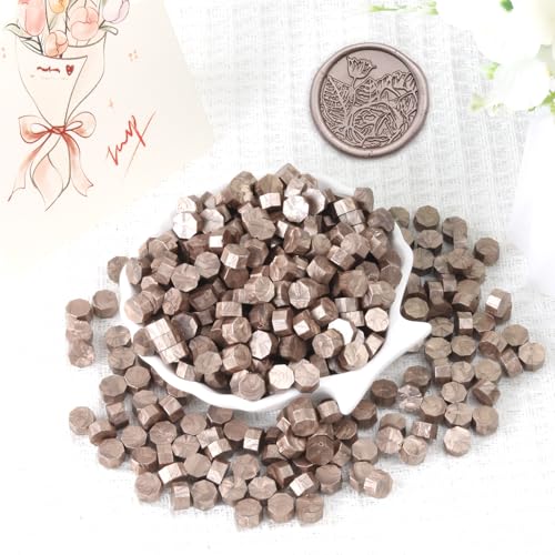 Champagne Gold Wax Seal Beads, HOSEALING Premium 360pcs Sealing Beads for Wax Seal Stamp, Metallic Gold Sealing Wax Pellets Refill Pack for Wax Seal Kit, Wedding Invitations, Envelope Letter Sealing - color: Champagne Gold