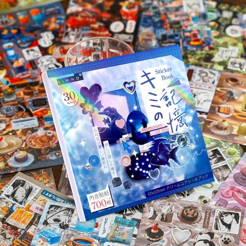 Tmtains 30 Sheets Japanese Sticker Book for Scrapbook 700+Pcs Heisei Retro Cute Korean Sticker for Journaling Blue Aesthetic Stickers Book for Adults DIY Craft Scrapbooking Junk Supplies (Your memory) - color: Az-blue
