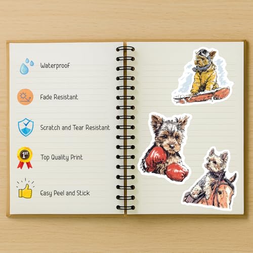 100 PCS Yorkie Stickers Pack – Waterproof Dog Decals for Water Bottles, Laptops, Phones, Notebook, Cars – Cool Vibrant Graphics for Yorkie Enthusiast - color: Yorkie
