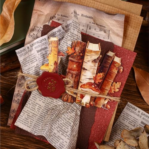 96 Pcs Vintage Book Spine Stickers for Scrapbooking | Flowers, mushrooms, seashells, starfish and butterflies on self-adhesive cardstock for journaling, collages and junk journals - color: Lightread Spine