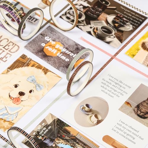 Skinny Washi Tape Pack 120 Rolls Basic Patterns Decorative Slim Geometric Elegance Masking Tapes for Arts, DIY Crafts, Journals, Planners, Scrapbook, Wrapping