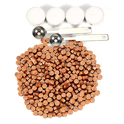 Yoption 360 Pcs Metallic Copper Sealing Wax Beads Set for Wax Seal Stamp with Candles and Melting Spoon - color: Copper