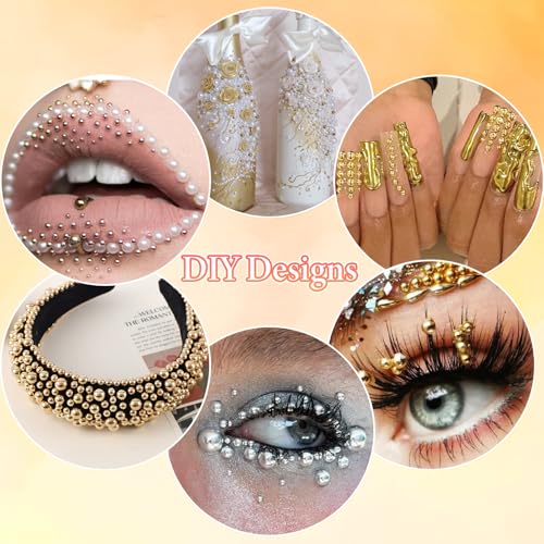 50g Mix Black Gold Pearl Gems for Bedazzling, Half Pearls and Gems - color: S10