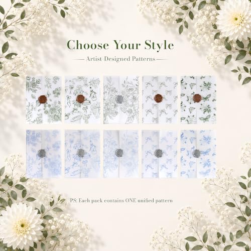 Vellum Paper 5x7 Pre-Folded Green Party Pattern, Vellum Jackets 30 Pcs - color: Green Party Party Joy
