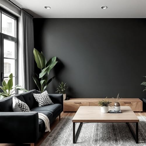 Ismoon Peel and Stick Wallpaper Solid Contact Paper Black Wallpaper 15.7''x118''Matte Black Removable Self-Adhesive Renter Friendly Wall Paper for Bedroom Thickening Waterproof Modern Vinyl - color: Matte Black, size: 15.7" x 118"