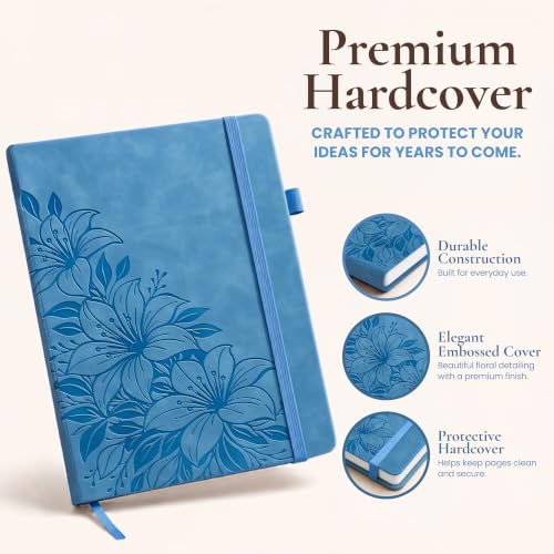 Lined Journal Notebook Hardcover Leather Bound 200 Pages A5 Blue Cute Diary - color: Blue, size: A5 200 Pages
