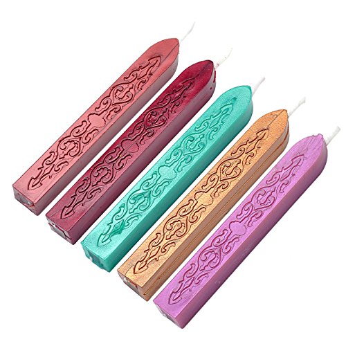 Yoption 5 Pcs Sealing Wax Sticks with Wicks for Wax Seal Stamp, 5 Colors | For Wedding Invitations, Packaging Decoration, Christmas Gift Ideas - color: 5 Colors 1