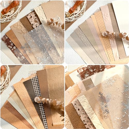 30 Pcs Large A4 Handmade Textured Scrapbook Paper Mesh Journaling Supplies