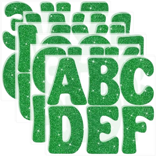 Bulletin Board Letters 74 PCS Glitter Letter Stickers Large 5 Inch, Green - color: Green, size: 5 Inch