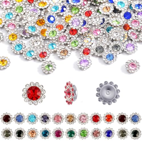 500Pcs Flower Rhinestones, Crystal Bedazzling (8mm- Silver) - color: 8mm- Silver