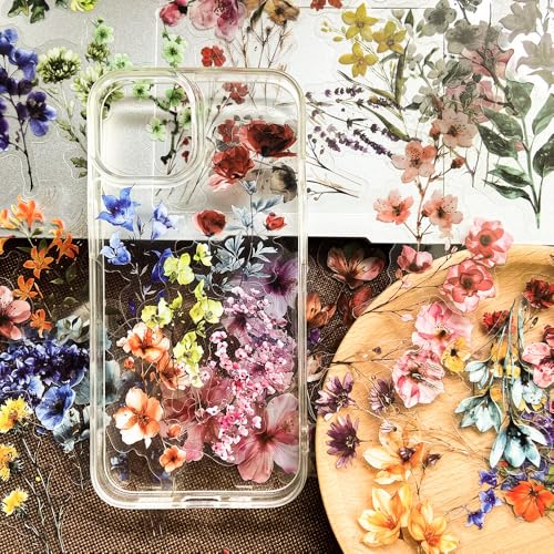 50-Pack Transparent Waterproof Watercolor Wildflower Flower Scrapbook Stickers – Vibrant Nature Floral Decals for Card, Journals, Resin Art Project - color: Watercolor Flower