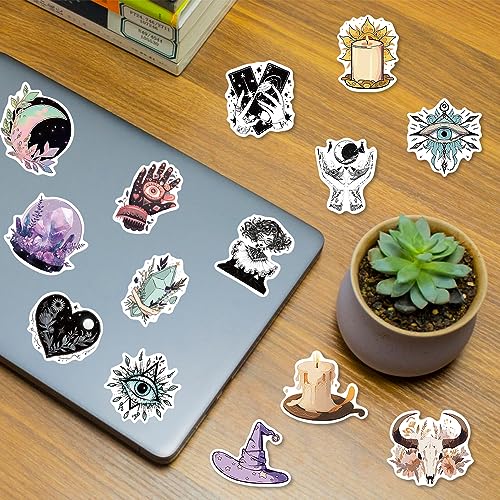 Witchy Stickers for Kindles Water Bottles, 100PCS Waterproof Vinyl Aesthetic Sticker Packs for Adults, Spooky Cute Hippie Celestial Stickers for Laptop Books Scrapbooks Journals