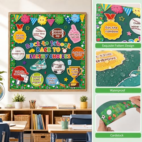 Sports Bulletin Board Decorations Back to School Classroom Decor | Sports Classroom Decor, Back to School Paper Cutouts, Positive Bulletin Board Decor, Ball School Office Wall Decor Supplies - color: Sports