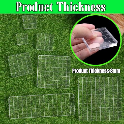 7Pcs Square-Shaped Clear Acrylic Stamp Blocks Set, Acrylic Stamping Blocks Tools Clear Stamps with Grid Lines for Photography Props Scrapbooking Crafts Card Making - style: Straight mixed 7pcs