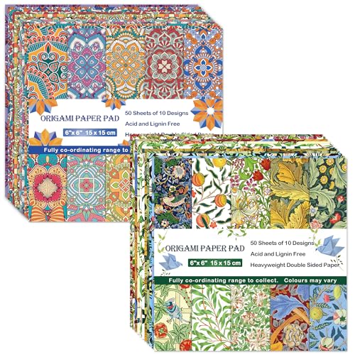 Origami Paper 6x6" Double Sided 100Sheets 20Colors Origami Kit,Craft Paper - color: 100sheets-Bohemia Morris