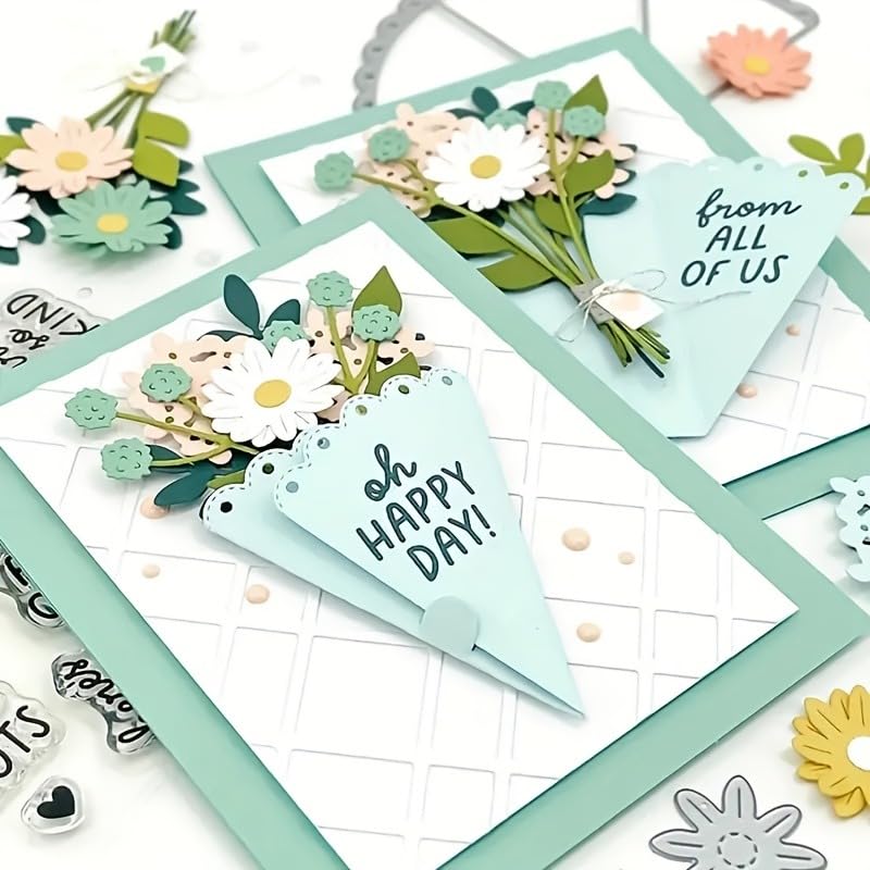 3D Backgrounds Frame Metal Cutting Die for Scrapbooking, Metal Die Cuts Stencils & Crafting Die Cut New Cutting Dies DIY Album Card Making Decor Paper Craft (Bouquet in Hands 6.7 x 3.9 in) - color: Bouquet in Hands 6.7 x 3.9 in