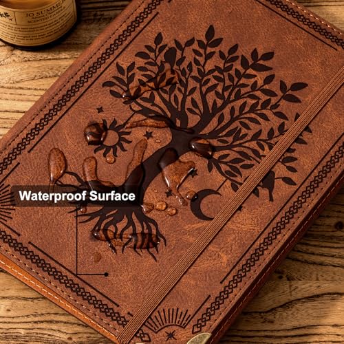 Ovesmusl PU Leather A5 Binder 6 Ring Refillable Journal Cover No Refill - color: Brown Tree, size: A5 Binder Cover