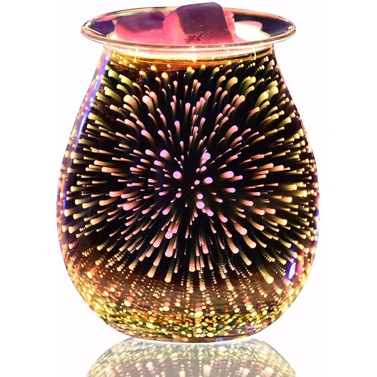 DICIMI Electric Wax Melt Warmer with 3D Firework Glass Design – Flameless Candle Diffuser Essential Oil Burner for Home Decor – Unique Birthday Gift for Women - color: Colorful 3d Fireworks