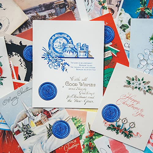 50Pcs Blue Letter L Adhesive Wax Seal Stickers, Hand-Made, No Need Seal Stamp, Tear and Use Wax Stickers for Wedding Invitations, Envelopes, Christmas Gift - color: Blue, size: L