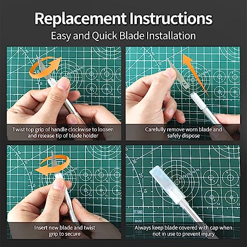 Precision Craft Knife Set - Sharp Razor Blades & Exacto Knife for Carving, Modeling, Scrapbooking, and Sculpting - Perfect for Woodworking, Stenciling, DIY Projects & Precision Cutting (Silver) - color: Silver