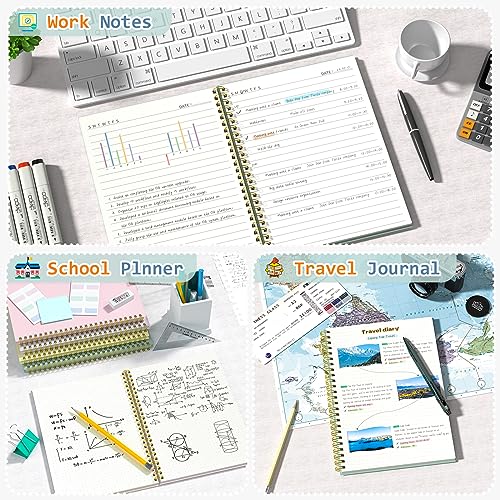 Umriox Small Spiral Notebook, 4 Pack 5.9" x 8.3" College Ruled Notebook, A5 Lined Notebook with Sticky Notes, Double-Wire Spiral Journal for Work, School - size: 5.9 x 8.3 in, style: Ruled
