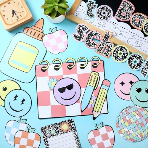 Mooliwe 94 Pcs Composition Checkered Bulletin Board Decor Set - style: Composition Checkered