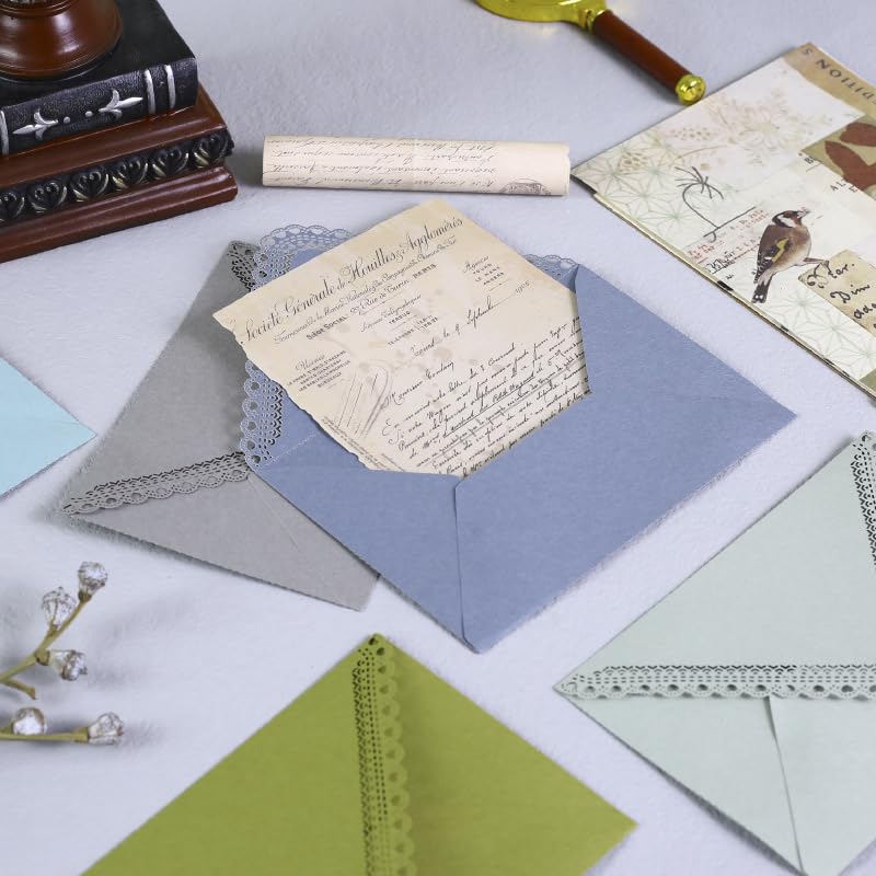10 pieces Lovely Makaron Color Vintage Hollow Lace Envelopes - color: Light blue
