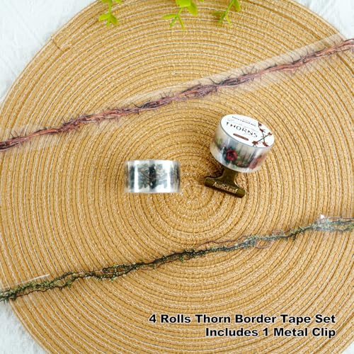 4 Rolls Botanical Border PET Tape for Scrapbook Journaling - color: Thorns
