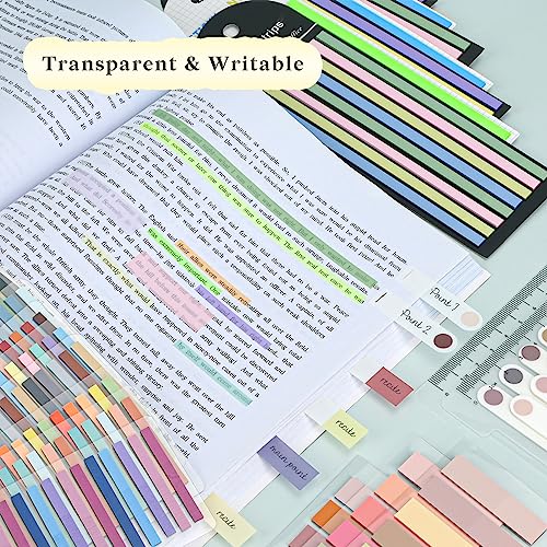 Temiary 3000Pcs Reusable Transparent Highlighter Tape, Short Strips - style: Short Highlighter Tape