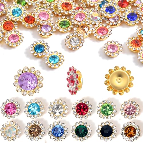 500Pcs Flower Rhinestones, Crystal Bedazzling (12mm-Gold Tone) - color: 12mm - Gold