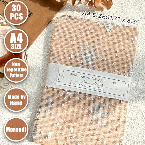 30 Pcs Large A4 Handmade Textured Scrapbook Paper Mesh Journaling Supplies
