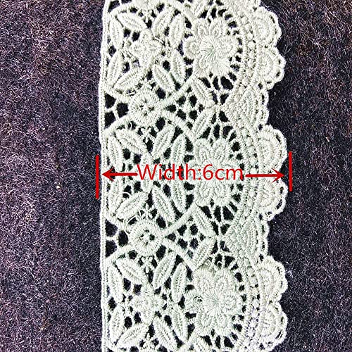 6CM Width Europe Flower Pattern Inelastic Embroidery Trims,Curtain Tablecloth Slipcover Bridal DIY Clothing/Accessories.(2 Yards in one Package)(Army Green) - color: Army green
