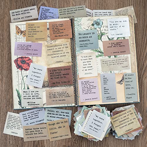 LakoArt 240 Pieces Retro Typewriter Style Motivational Quotes Stickers (2 Pcs. Each), Inspirational Vintage Journaling Stickers, Famous Words Scrapbook Sticker for Planner Bullet Junk Journal Laptops - style: 240 pcs, 120 different patterns, 2 pcs/each
