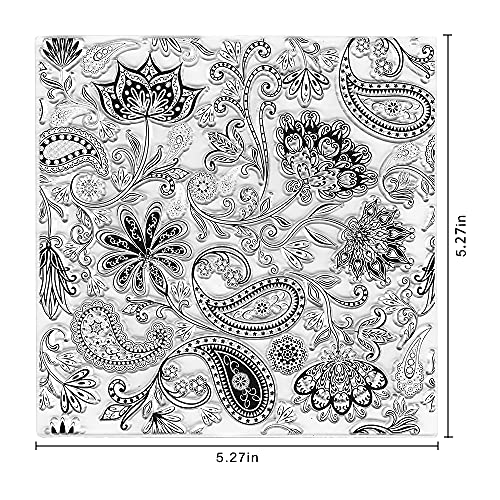 Cashew Flowers Background Clear Stamps for Card Making Decoration DIY Scrapbooking, Flower Background Silicone Transparent Seal Stamps for Embossing Album Decor Craft - color: Cashew Flower