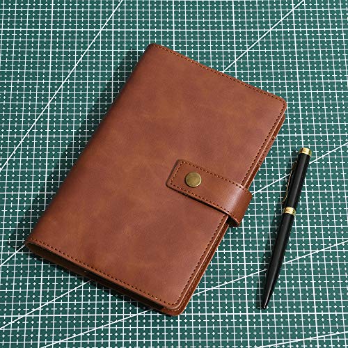 WONDERPOOL A6 Leather Journal Refillable Notebook Spiral Diary Binder Portfolio - Dotted Paper & Inner Pockets Organizer for Man and Woman (Coffee, A6) - color: Coffee, size: A6