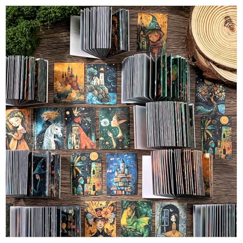 6 Sets 300 Sheets Washi Stickers Book for Junk Journal Supplies, Vintage Aesthetic Fairy Tale Scrapbook Sticker for Scrapbooking Bullet Journaling Kit Planner Stationery Collage Craft