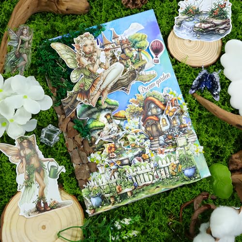 Snycler Sticker Book - 20 Sheets Vintage PET Stickers for Scrapbooking, Junk Journaling, Ephemera, and Decorative Crafts-The Elfs Cottage - color: The Elfs Cottage